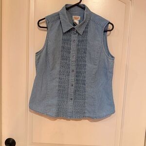 Talbots Light Denim Sleeveless Shirt large EUC
